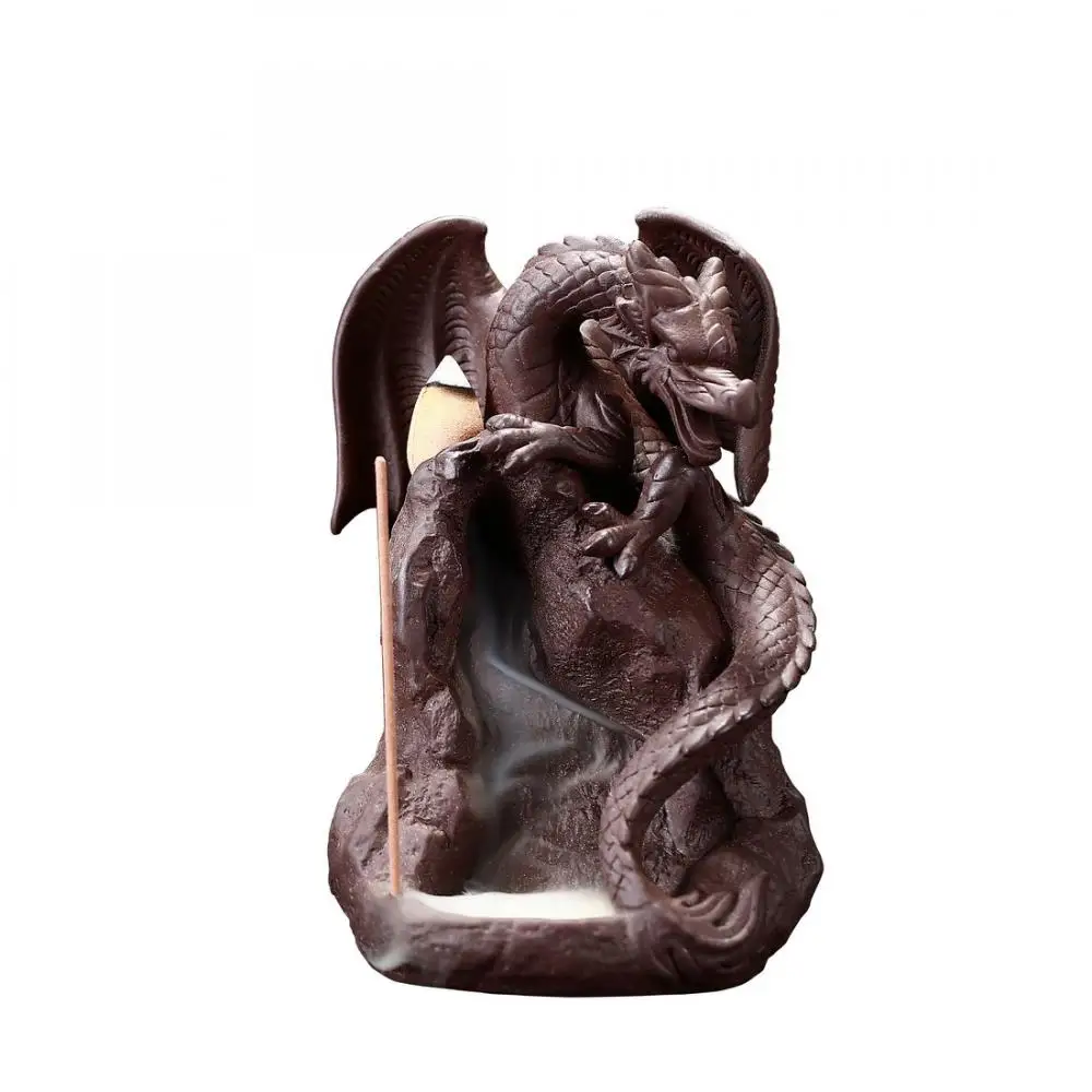 

Dragon Pterosaurs Backflow Incense Burner Home Decor Smoke Waterfall Reflux Incense Holder Ceramic Ornament Censer Incense Base