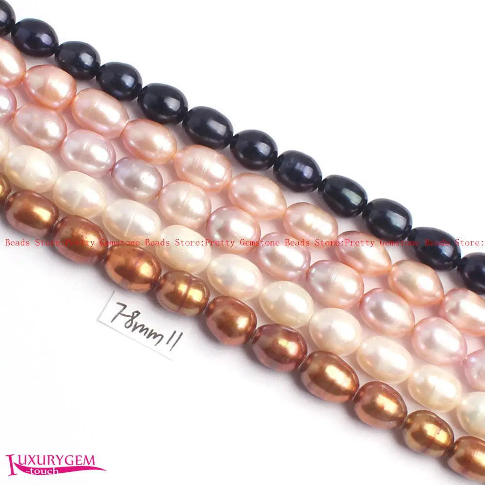 

7-8mm Multicolor Natural Freshwater Pearl Oval Shape DIY Loose Beads Jewelry Making wj421