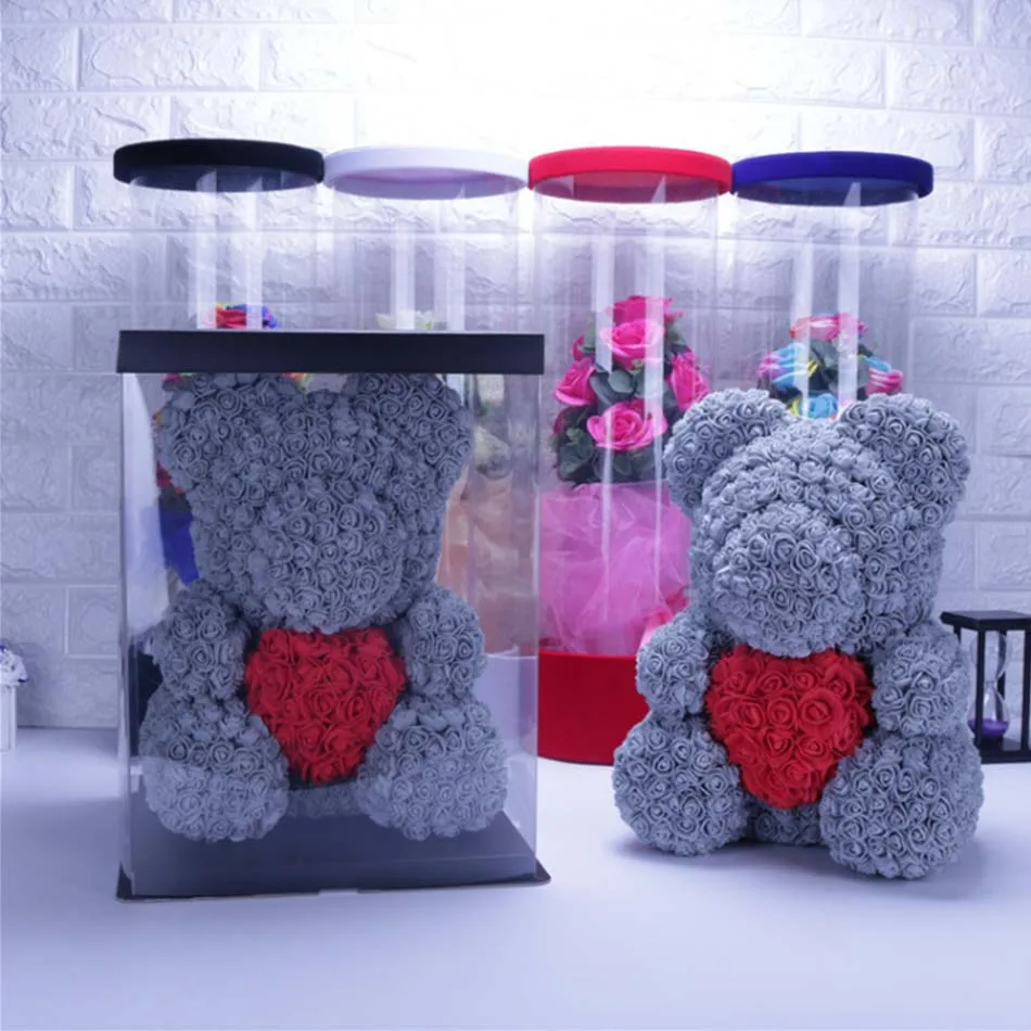 

2019 wholesale 40cm red bear rose teddy bear rose artificial decoration Christmas gift ValentinesDayGift