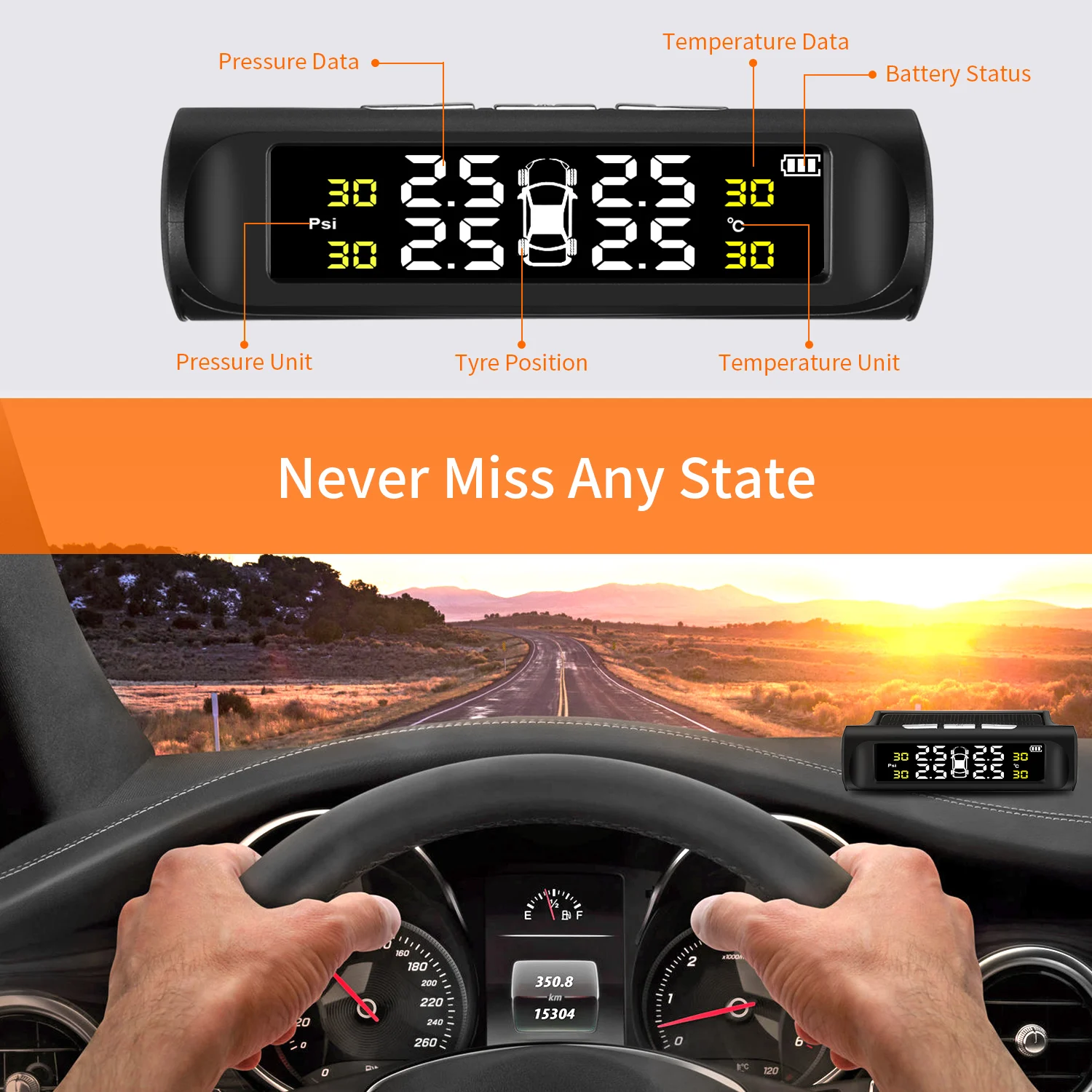 C240 автомобильный TPMS система контроля давления в шинах Солнечный цифровой