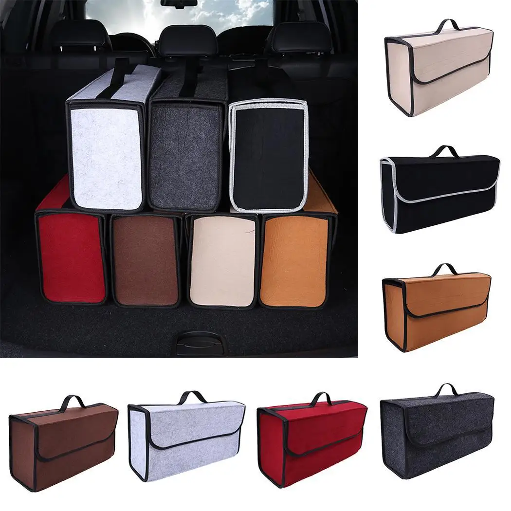 

General Foldable Felt Car Travel Storage Bag Auto Trunk Organizer Box Tidying Container Car Storage Organizer Car Accessories