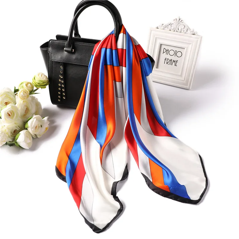 2019 New Women's Silk Scarf Square Classic Shawls Wraps Fashion Print Small Office Scarf Hair Scarf Hijabs Scarf Foulard Bandana