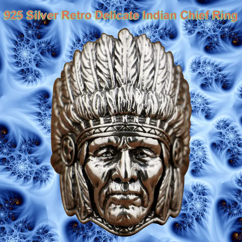 Кольцо из серебра 925 пробы в стиле ретро панк|indian chief ring|ring solidsolid sterling silver |