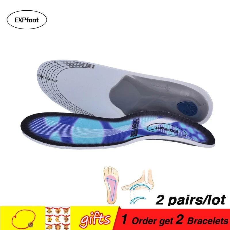2 pair/lot Premium Orthotic Gel High Arch Support Insoles Gel Heel Pad