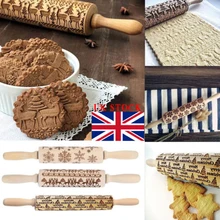 Стиль Рождество Утилита деревянный Роллинг булавки тиснение выпечки печенье торт тесто Рождество ролик