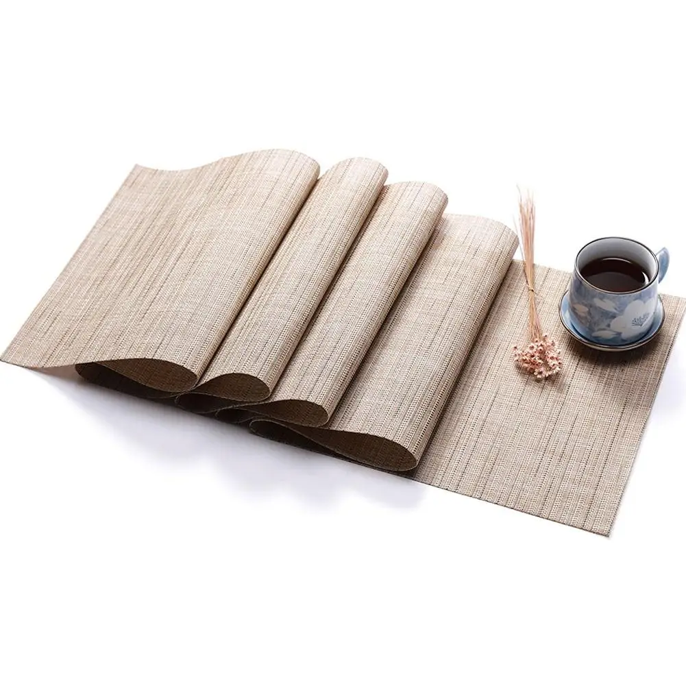 SaiDeng ПВХ сплошной цвет Настольная дорожка имитация бамбукового зерна вязаное покрытие стола украшение-25