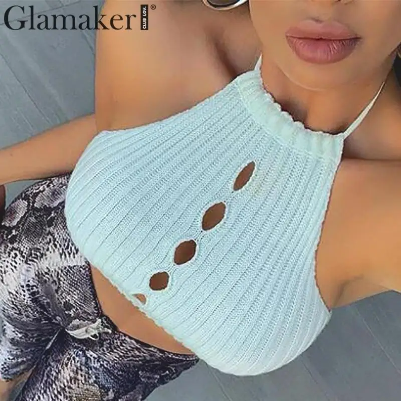 Женский трикотажный топ Glamaker уличная одежда с открытой спиной и вырезом