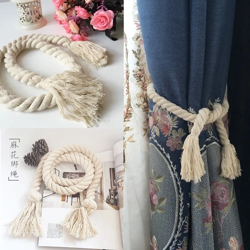 

High-quality handmade material simple original and coarse cotton linen curtain binding rope