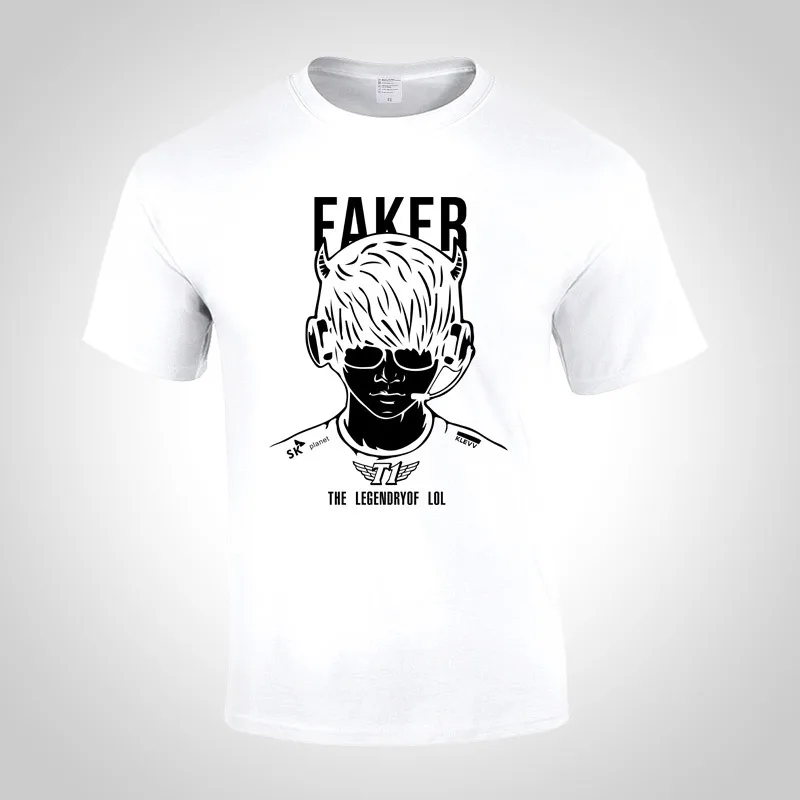 2019 игровая Лига Легенд Чемпион LCK команда SKT FAKER футболка хлопок с коротким
