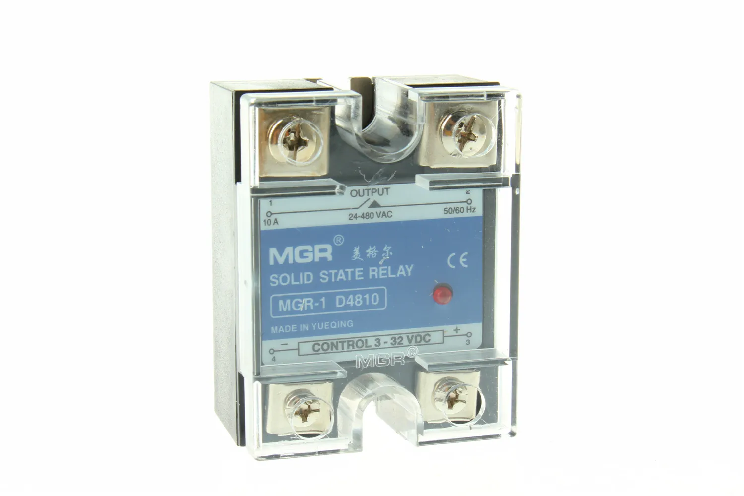 

MGR-1 D4810 D4840 D4850 Load voltage 24-480V SSR 10A Single Phase Solid State Relay DC Control AC