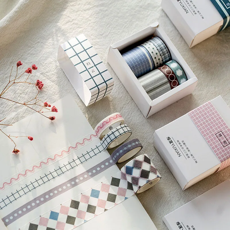 6 шт./компл. милые Bullet Journal Васи Набор Kawaii сетки в полоску клейкой ленты для детей