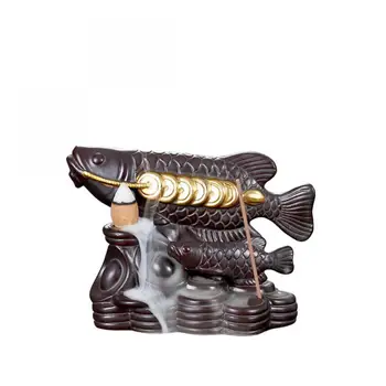 

Backflow Incense Burner Smoke Waterfall Incense Holder Ceramic Aromatherapy Furnace Lotus Aromatic Home Office Incense Crafts