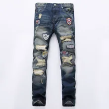 2019 Men's Shredded Shallow Jeans Foreign Trade Straight Men's Jeans Casual Explosions Mens Jeans Pantalones Hombre Vaqueros zipper up hem shredded jeans