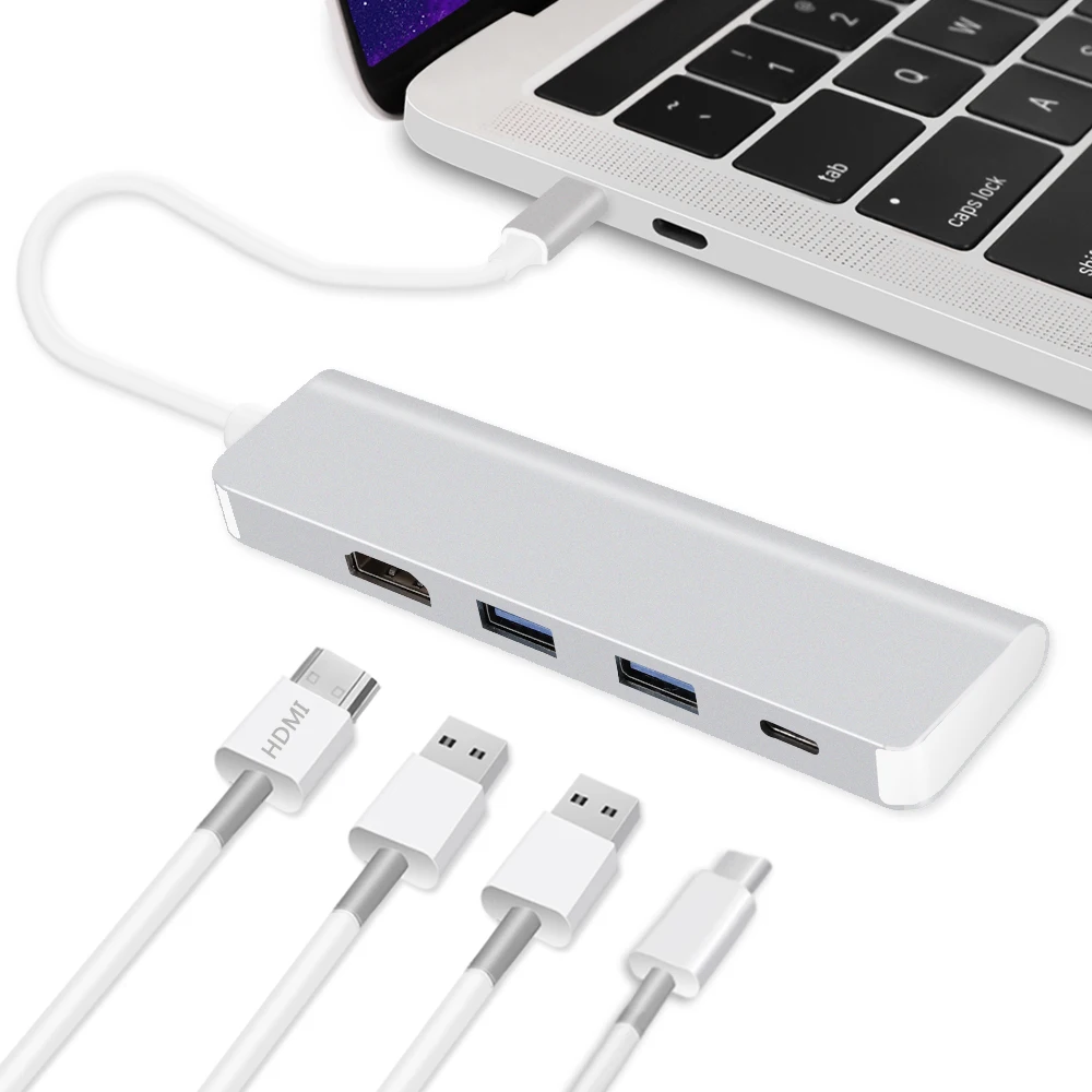 

Redlai USB-C Typc C Hub Adapter with 4K HDMI Typc-C PD USB 3.0 HUB for Macbook Air / Pro 2018 Samsung Galaxy S10 Huawei Mate 20