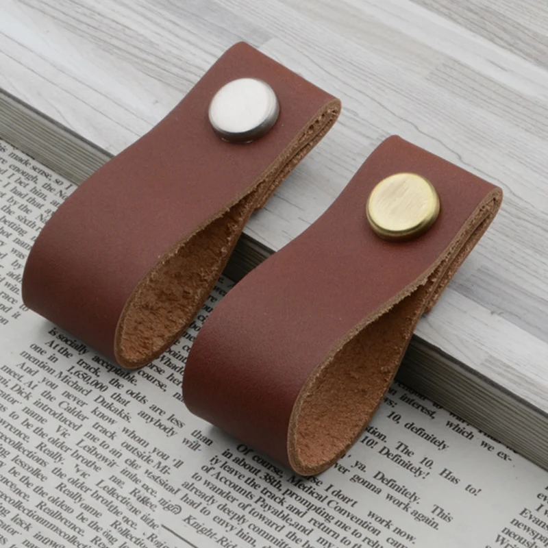 LEATHER STRAP HANDLES TAB PULLS DOOR KNOBS DRAWER PULL ...