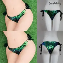 2 шт. женские пайетки сексуальные с низкой талией ремень бикини блестки нижние брюки нижнее белье трусы трусики разделяют