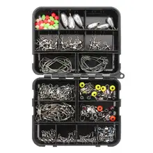 160 шт./кор. рыболовные принадлежности крючки Вертлюги свинцовый рыболовный грузик с кольцом Карп рыболовные снасти коробки медное грузило Коробка снасти