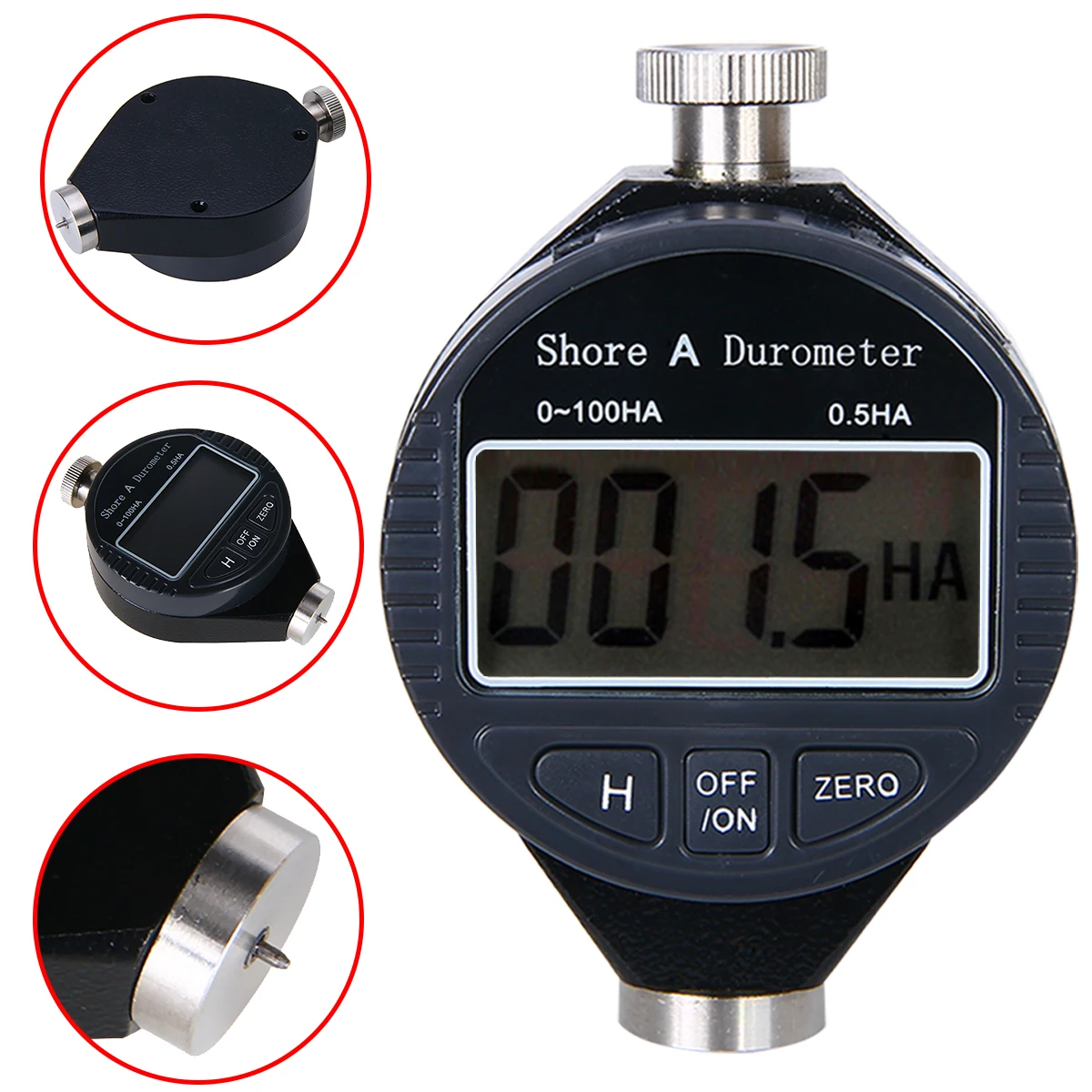 

Professional 0-100HA Digital Shore A Hardness Durometer Tester Tire Rubber LCD Meter For Rubber Plastic Leather