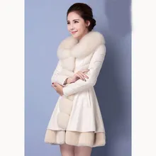 Осенне-зимнее женское пальто больших размеров, куртка из искусственной кожи, тонкое стеганое меховое кожаное пальто, воротник из искусственного лисьего меха, Куртки из искусственной кожи