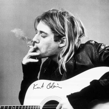 Kurt Cobain-Smoking Акустическая гитара ламинированный плакат (36x24) | Дом и сад