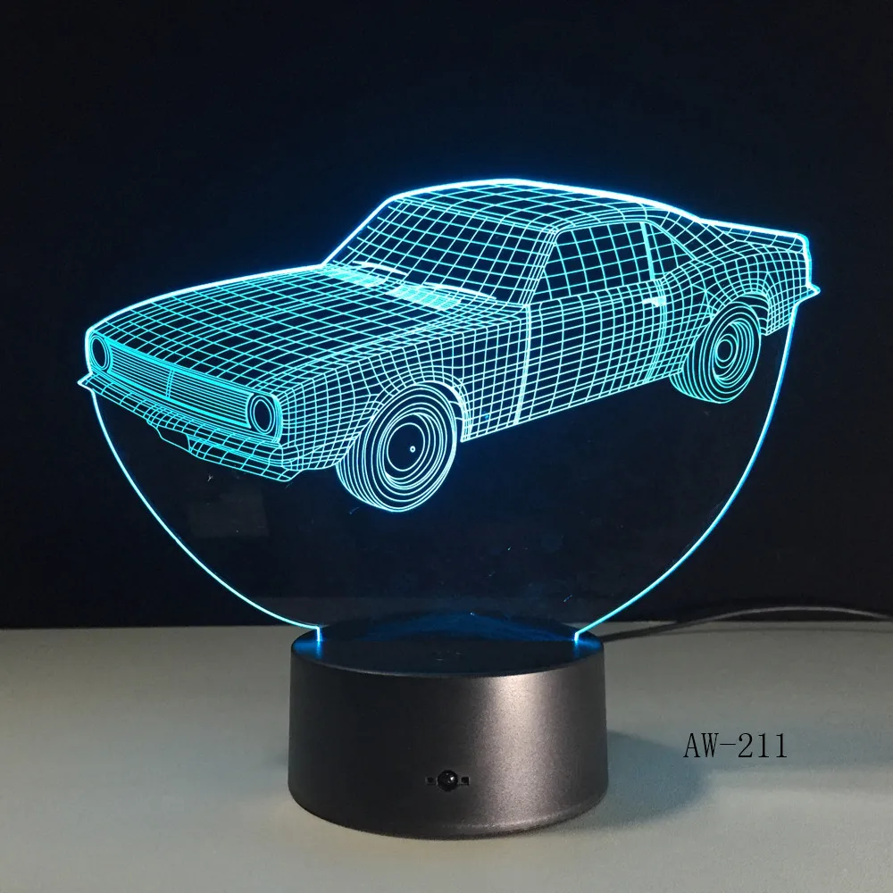 Модель автомобиля игрушки 3D Светодиодная иллюзия светильник светодиодная смена