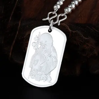 

Real S990 Sterling Silver Pendant Bless Square With Monk Pendant