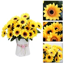 Подсолнух Яркий желтый искусственный цветок куст 7 голов использовать крытый и открытый декор