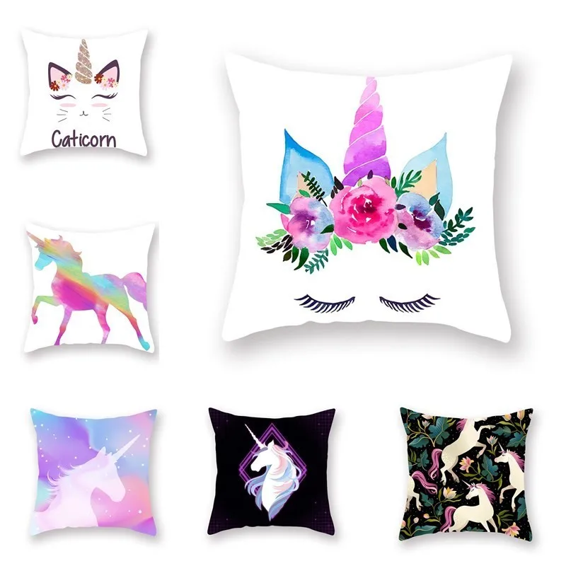 

New Design Sofa Cushion Cover For Car Office Bed Chair Cartoon Unicorn Decor. Pillow Case Furniture Protector 45*45cm 1 Piece