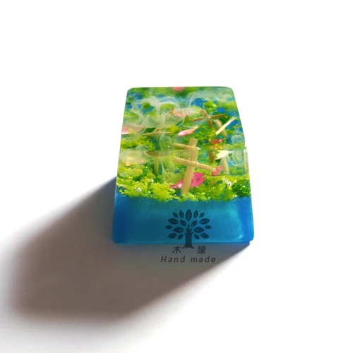 Feito à Mão Resina e Tampa Chave de Madeira Peça Teclado Mecânico Keycap Manual Personalizado Retroiluminado Tampa r4 Altura 1