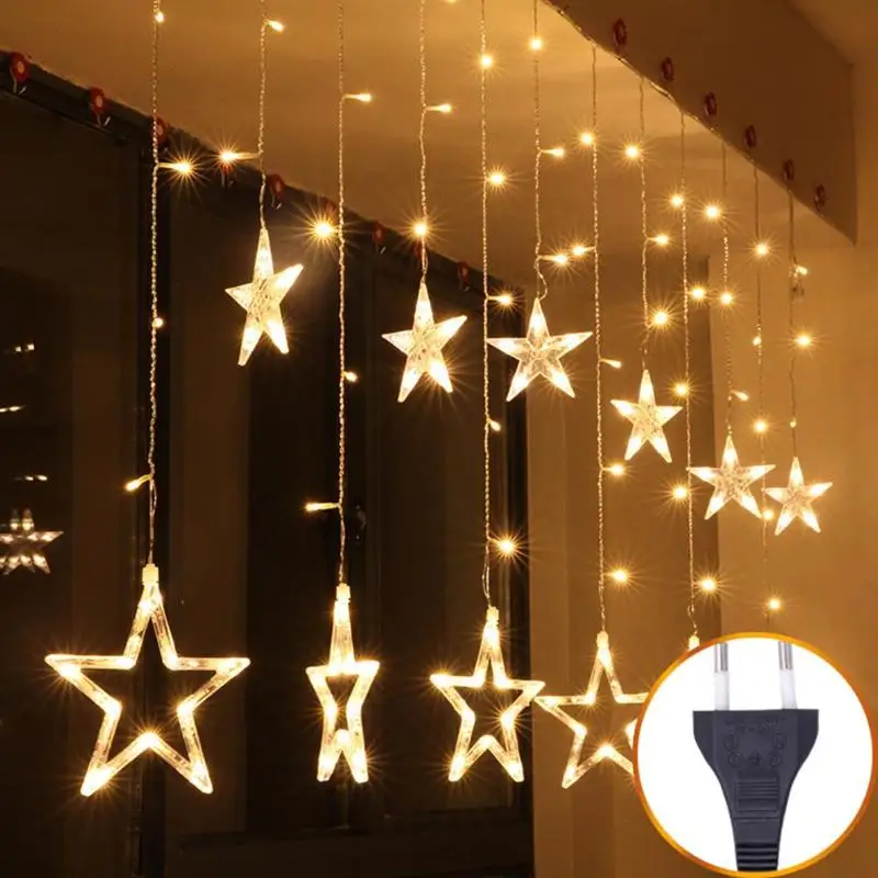 

1.5m 138LED Five-pointed Star String Lights 2019 New Fairy String Lamp for Bedroom Chritmas Home Garden Lawn Party Decor Lights