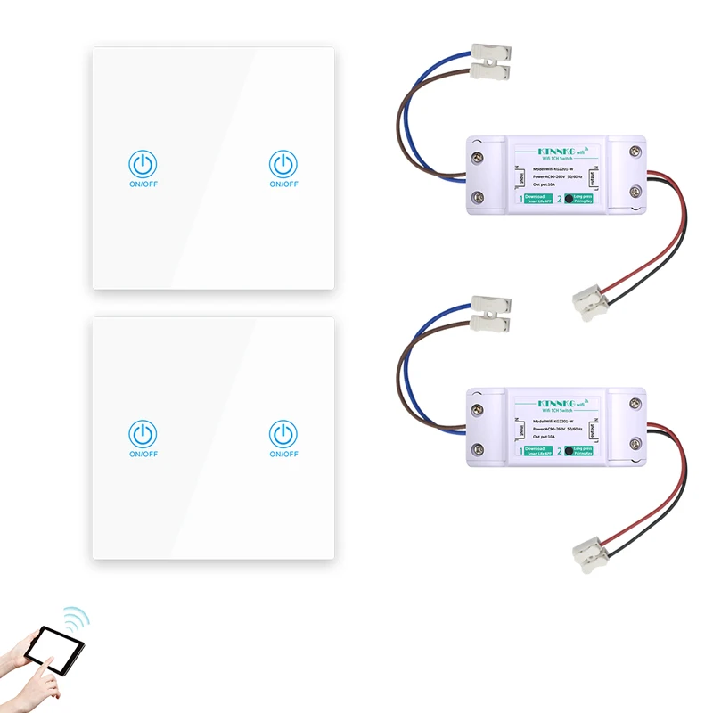 

4pcs/set TUYA Wifi Network Switch 1 Gang Remote Relay Receiver Wireless Module Voice Control for Alexa 433MHz 220V Drop Shipping