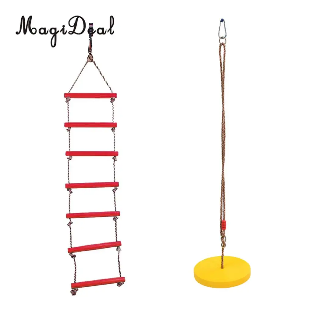 

Kids Outdoor Climbing Toy Set, Tree Hanging Swing Rope with Plastic Base & Climbing Ladder Toy Garden Playing