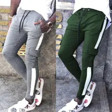 Мужские Узкие повседневные брюки-карандаш, спортивные брюки, длинные брюки с карманами, Новое поступление