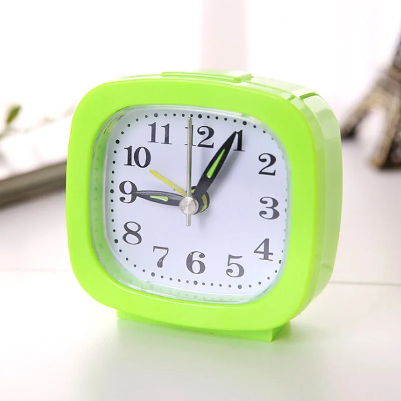 Rectangle/Square/Round Shape Cute Small Quartz Alarm Clock Bed Compact Travel