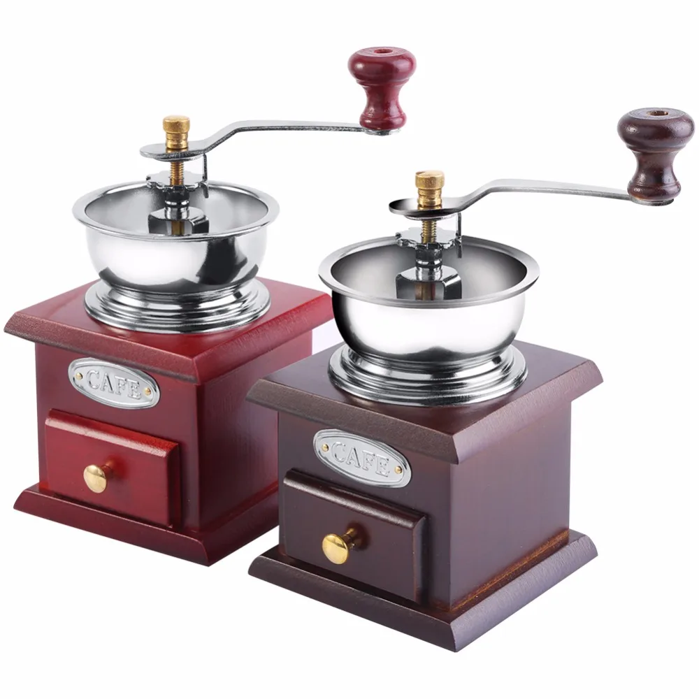 Винтажная ручная кофемолка с керамическим механизмом, Ретро деревянная кофейная мельница для украшения дома, кофемолка, инструмент