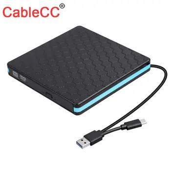 

CableCC External CD DVD Drive Burner Player to USB 3.0 Type-C Portable Slim DVD/CD Rom RW Rewriter/Writer/Reader