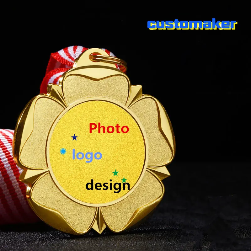 

10pcs Kids Children's Gold Winner Medals with Ribbon Custom made text double side customized 1st 2nd 3rd Place Awards