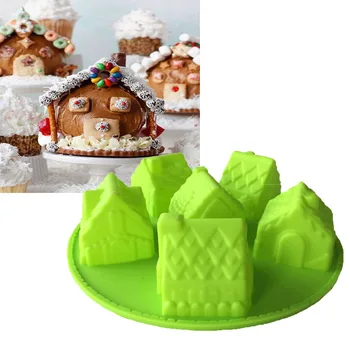 

Silicone 3D Christmas Gingerbread House Cake Mold Chocolate For Houses Baking Tools Decorating Cookie Bakeware Mould