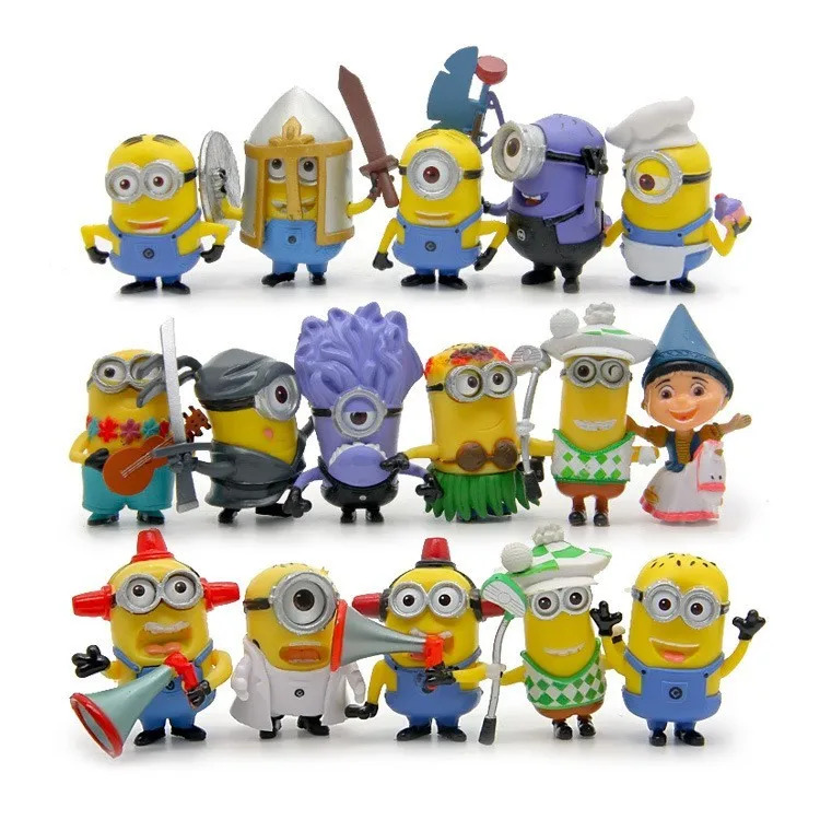 

16pcs/lot Cook Chief Golfball Bib Pants Minion Miniature Figurines Toys Cute Lovely Model Kids Toys PVC Anime Children Figure