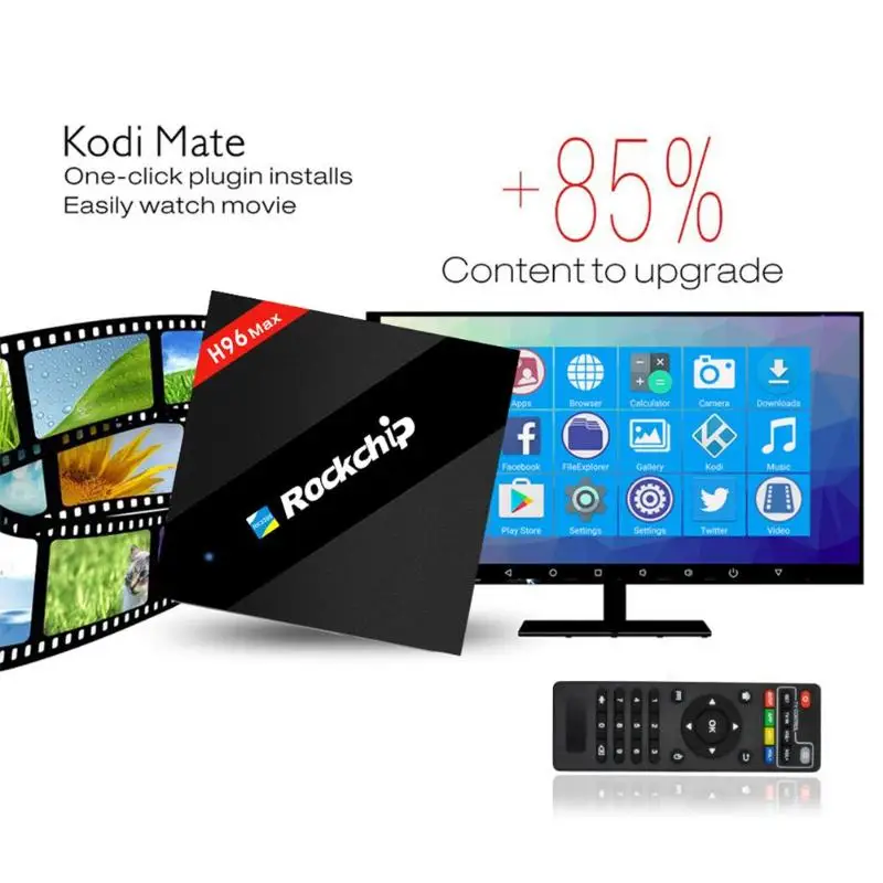 

H96 Max RK3399 Hexa-Core Android 7.1 4G RAM 32G ROM Smart TV Box 4Kx2K USB 3.0 HDMI 2.0 WiFi Bluetooth Media Player EU Plug