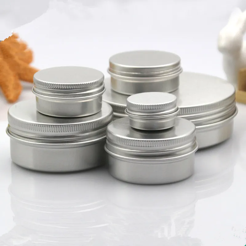 

100 x 5ml 10ml 15ml 30ml 50ml 60ml Aluminum Metal Jars Cosmetic Refillable Container Cream Pot Bottle Makeup Cases Storage Box