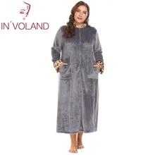 IN'VOLAND, женская пижама, халаты размера плюс, мягкая, теплая, для отдыха, плюшевая, флисовая, Пижама, белье, халат, зимние женские ночные рубашки