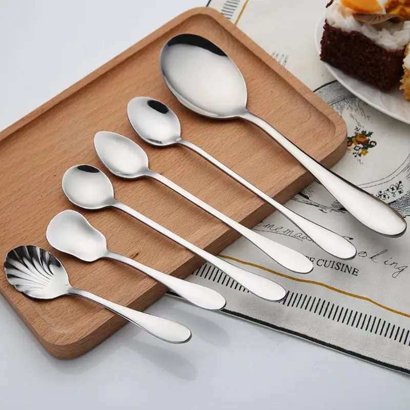 

1Pc Long Handled Stainless Steel Coffee Spoon Ice Cream Dessert Tea Spoon for Picnic Tableware Kitchen Accessories