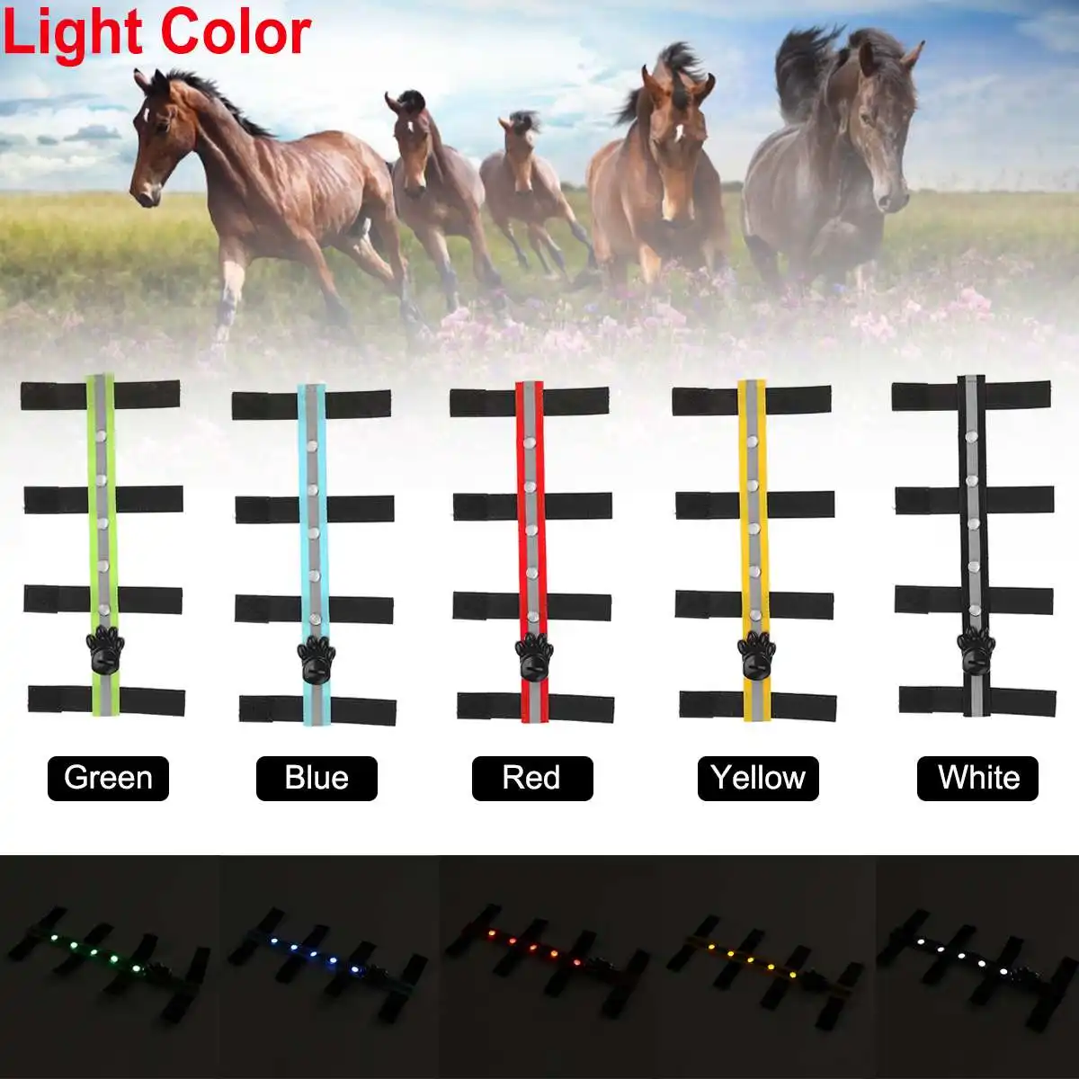 LED Horse Head Straps Night Visible Equitation Multi-Color Optional Horse Breastplate Decoration Riding Strip LED Horse Head Straps Night Visible Equitation Multi-Color Optional Horse Breastplate Decoration Riding Strip