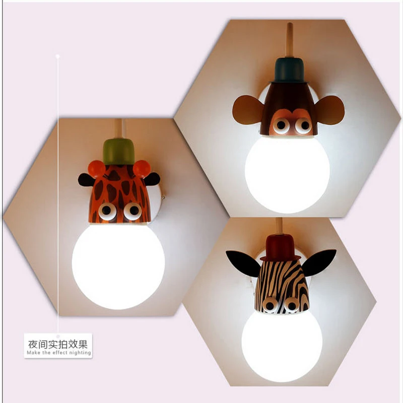  Cute Cartoon Animal Child Room Wall Lamp E27 Bulb Wall Mounted Light For Girl Boy Fixtures Lighting - 33006654938