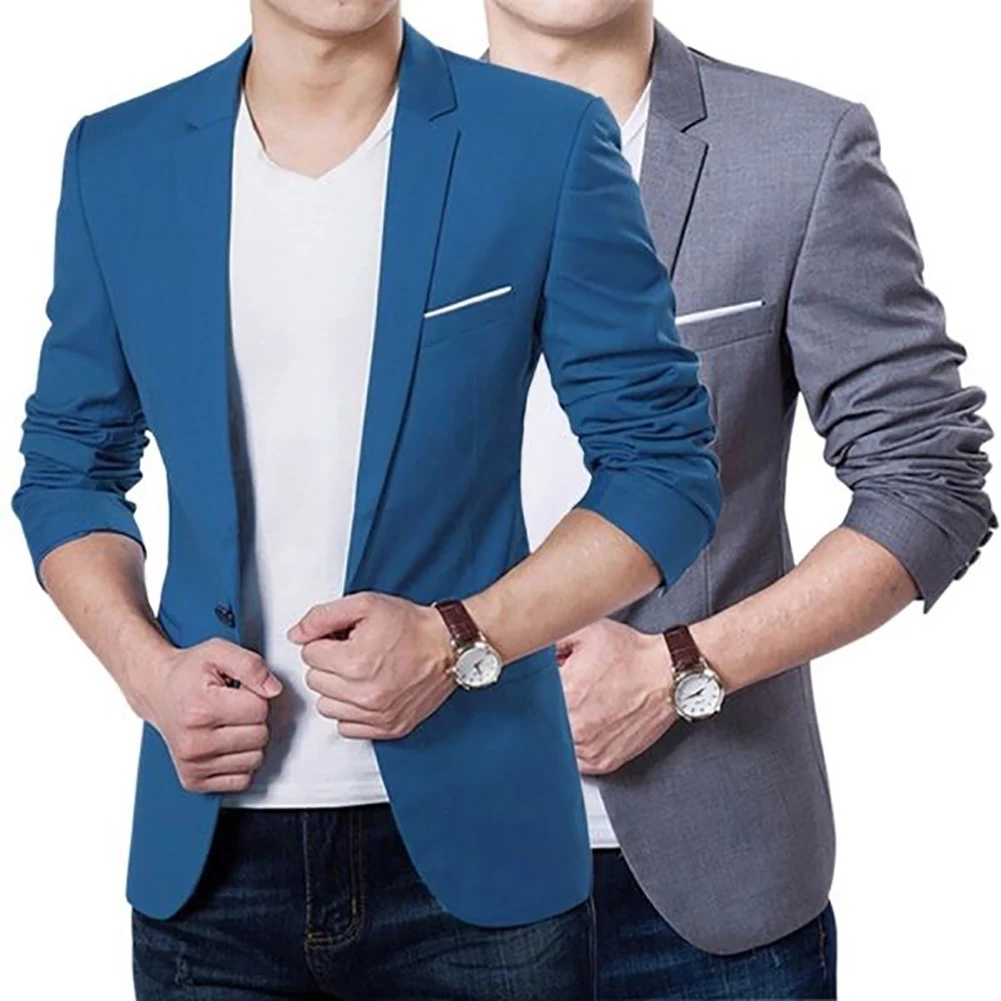 

Fashion Men Slim Fit Formal One Button Suit Business Blazer Coat Jacket Tops