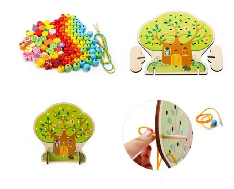 Обучение Образование образовательные игрушки мультфильм фруктовое дерево деревянные бусины для детей подарок на день рождения унисекс