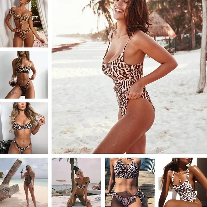 

2019 Hot bikini leopard printed sexy swimsuits women dot swimwear bathing suit maillot de bain femme thong bikini set biquinis