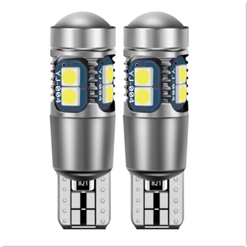 

2Pcs T10-3030-10SMD High-Bright LED Width Light Aluminum License plate lamp 5 Colors