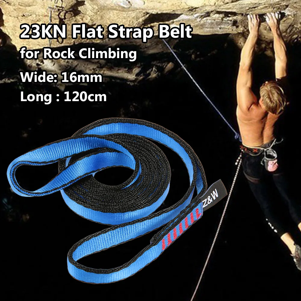 23KN 120cm3.9ft Rope Runner Webbing Sling Flat Strap Belt Mountaineering Rock Climbing Caving Rappelling Rescue Engineering